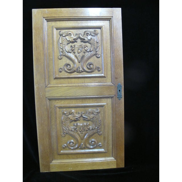 Brown Antique Dolphin Carved Wood Wall Door Panel For Sale - Image 8 of 8