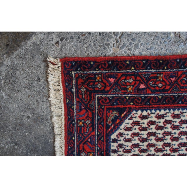 Vintage Mid Century Hand Knotted Senneh Wool Area Rug For Sale - Image 6 of 10