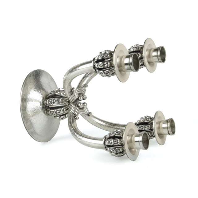 Pair of 1920s Art Déco Polished Silvered Bronze 4-Arms Candelabras, France For Sale - Image 9 of 9