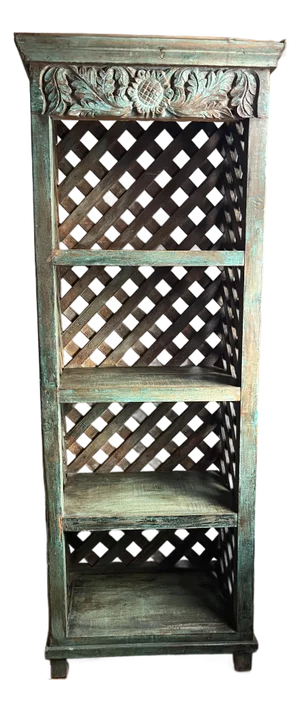 1950s Turquoise Indian Vintage Carved Shelf
