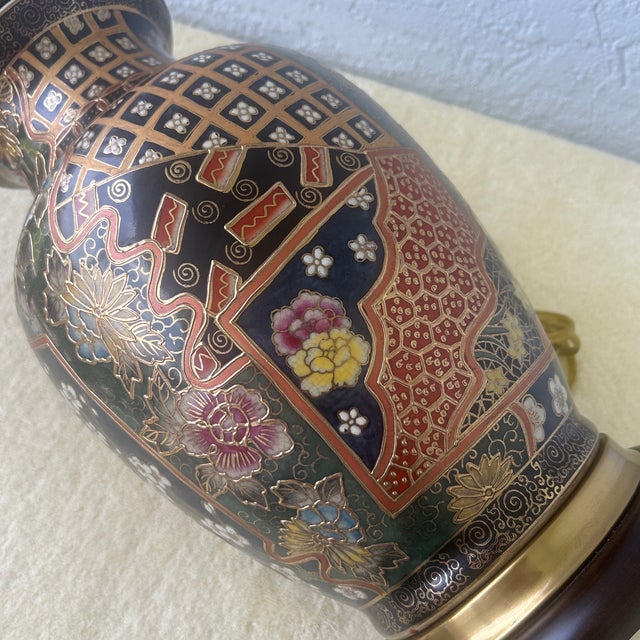 Vintage Japanese Satsuma Style Porcelain Table Lamp For Sale - Image 10 of 10