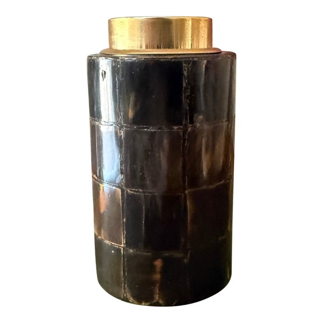 Vintage Sarome Table Lighter Japan Deep Brown Horn Inlay Mid Century Decor For Sale