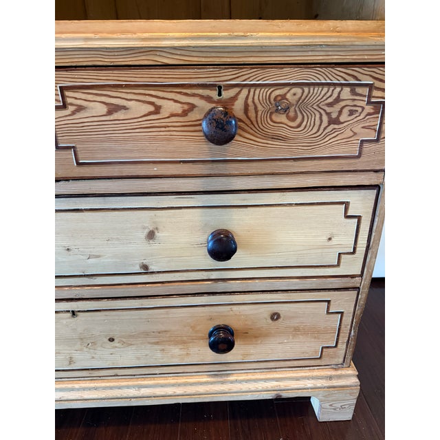 19th Century English Painted Pine Linen Press Armoire With Faux Inlay For Sale In Baltimore - Image 6 of 10