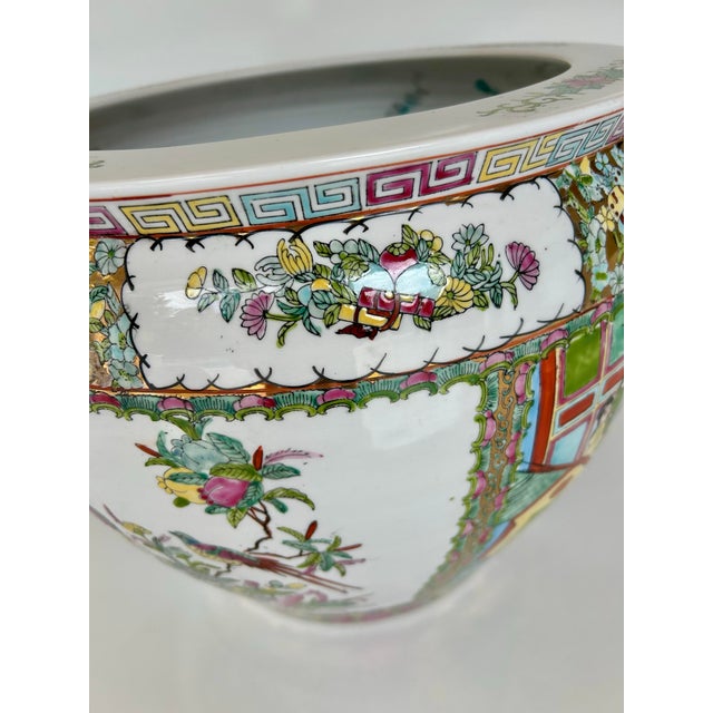 Mid 20th Century Vintage Famille Rose Medallion Koi Fish Jardiniere For Sale - Image 5 of 9