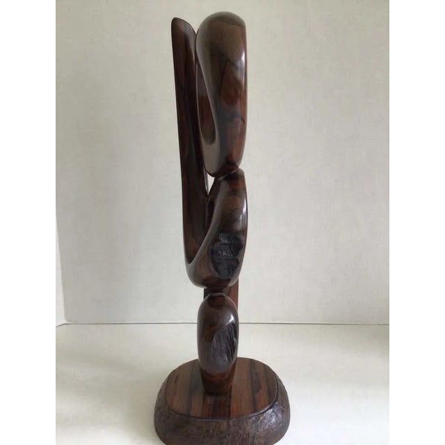 1970s Carved Rosewood Swirl Sculpture on Rosewood Base For Sale In New York - Image 6 of 10