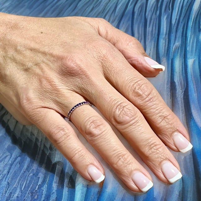 Natural Blue Sapphire Ring 6.5 14k W Gold 0.66 TCW Certified For Sale - Image 11 of 15