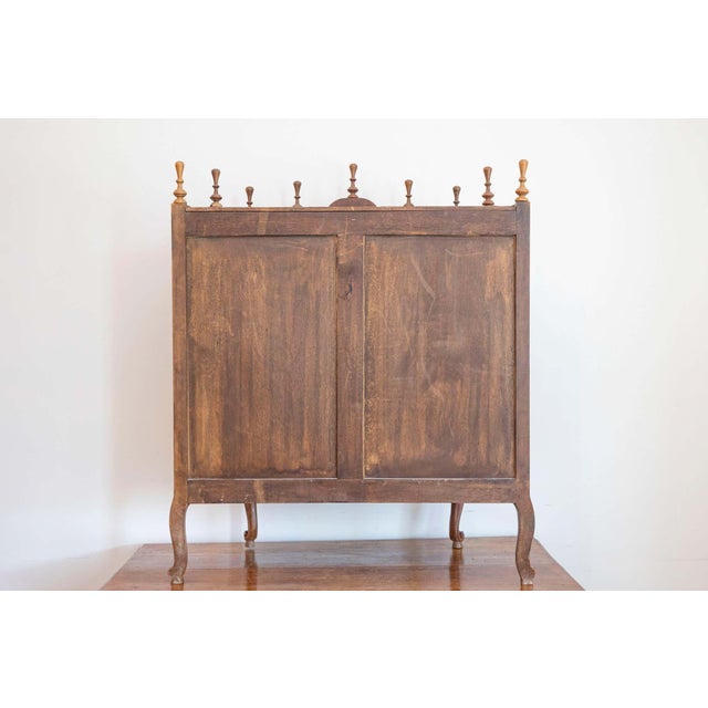 Brown 19th Century French Louis XV Style Walnut Display Cabinet with Carved Musical Instruments For Sale - Image 8 of 8