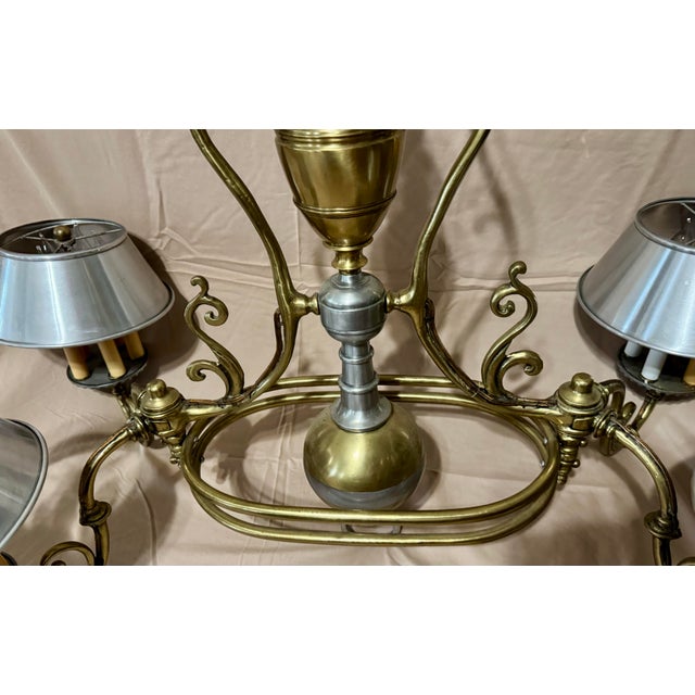 Early 20th Century Early 20th Century Large Georgian Bouillotte Style Brass & Metal 4 Arm (20 Light) Billiard/Snooker Table Light For Sale - Image 5 of 12