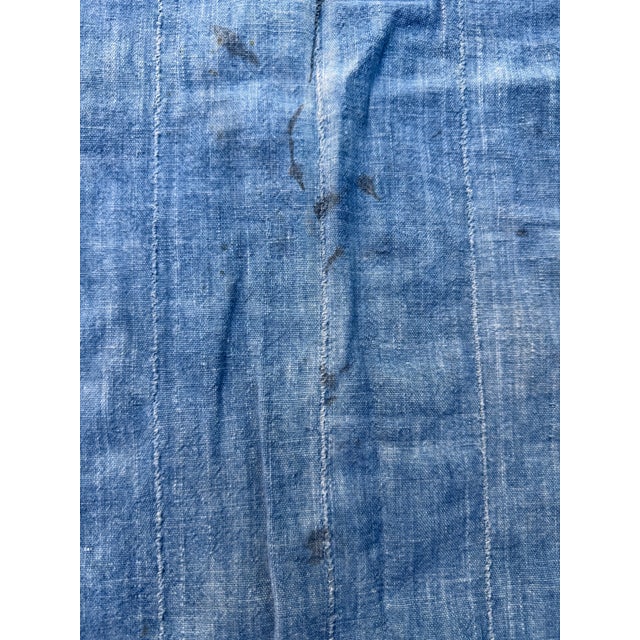 Mid 20th Century Vintage African Faded Indigo Denim Mossi Mudcloth 67” L X 37” W | No. 99 For Sale - Image 5 of 9
