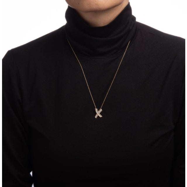 Vintage Picasso Tiffany u0026 Co Diamond X 18k Gold Platinum Graffiti Necklace  | Chairish