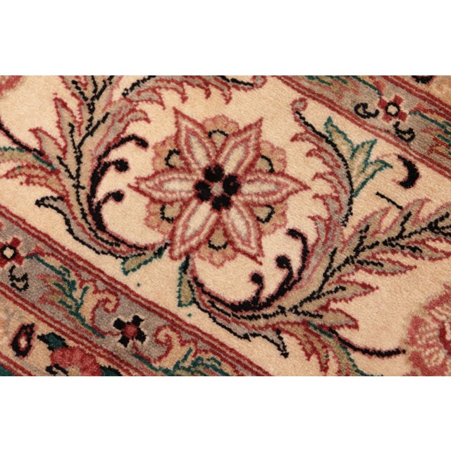 Shabby Chic 1990's Floral Pak-Persian Green/Ivory Wool Rug - 6'1'' X 9'2'' For Sale In New York - Image 6 of 9