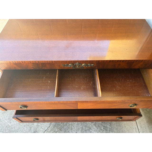 Early 20th Century Antique French Empire Style Mahogany Chest of Drawers With Ornate Brass Hardware For Sale - Image 5 of 12