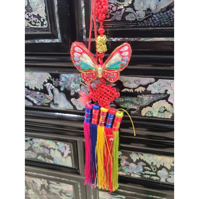 Vintage Korean Lacquer & Mother-of-Pearl Wardrobe Cabinet (Najeonchilgi) For Sale - Image 9 of 16