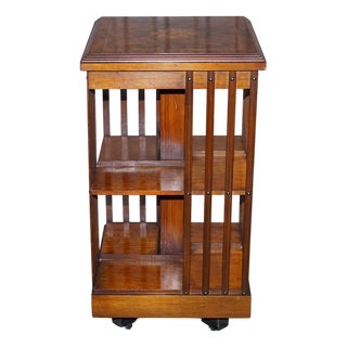 VintageTop Revolving Bookcase in Burr Walnut For Sale