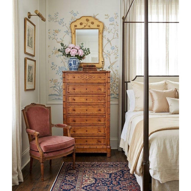 19th Century French Faux Bamboo Semainier Commode–Seven-Drawer Pine Chest For Sale - Image 4 of 11