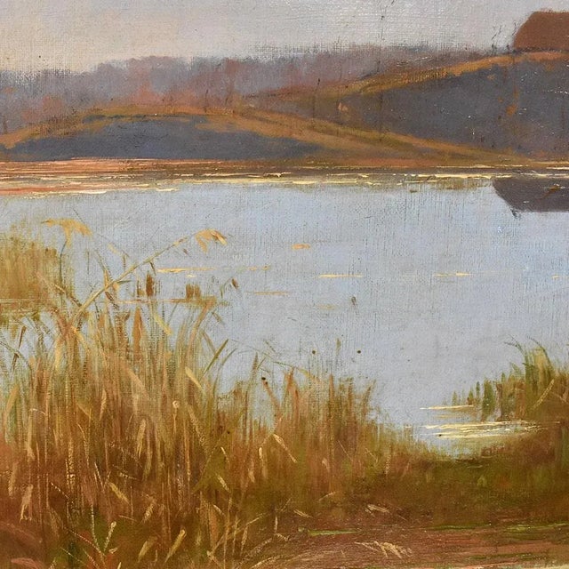 Louis-René Boulanger, River Landscape with Village, 19th Century, Oil on Canvas, Framed For Sale - Image 6 of 11