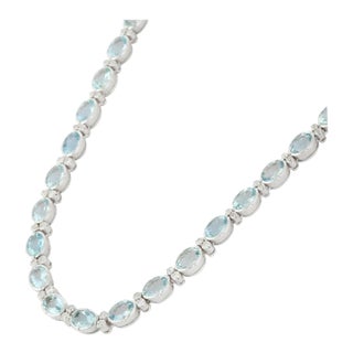 27.5 Carat Aquamarine Chic Blue Necklace With 1.85ct Diamonds by VRJewels For Sale