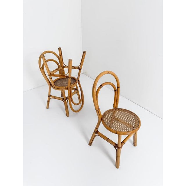 Mid-Century Italian Bent Bamboo and Vienna Cane Dining Chairs, 1960s, Set of 5 For Sale - Image 3 of 18