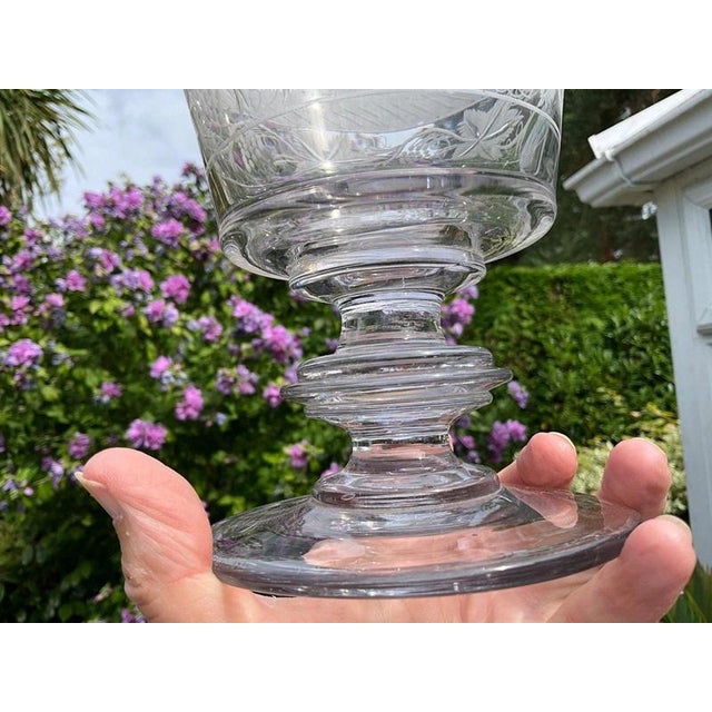 Large Georgian Dutch Flint Glass Rummer with Engraved Windmill & Farmhouse, 1750 For Sale - Image 6 of 14