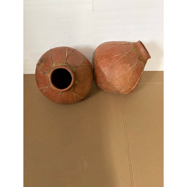 Mid 20th Century Mid-20th Century Mexican Tarahumara Rawhide-Bound Clay Ollas - A Pair For Sale - Image 5 of 5