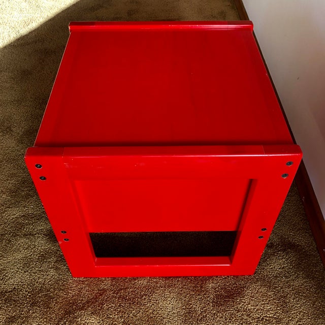 1970s 1970s Red Single Drawer Modern Night Table For Sale - Image 5 of 8