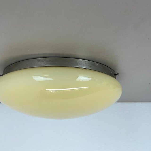 Gio Ponti Large Modernist Art Deco Metal Plafoniere Flush Mount, France, 1920s For Sale - Image 4 of 18