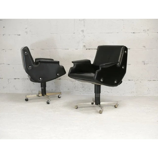 Set of Swivel Armchairs in Leatherette & Steel, Italy, 1960s For Sale - Image 16 of 18