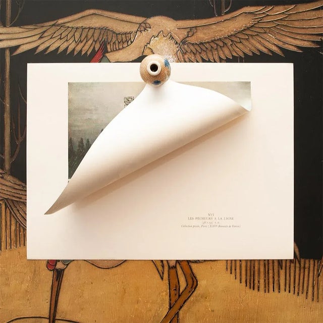 Burnt Orange 1951 After H. Rousseau "Landscape and Four Fishermen" Full-Color Parisian Print For Sale - Image 8 of 12