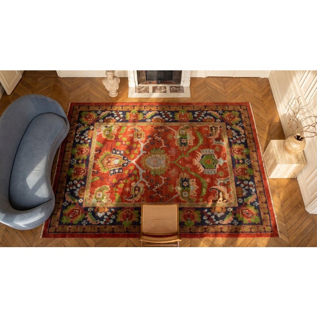 Extraordinary Rose-Pink Antique Donegal Arts-Crafts Rug Designed by Gavin Morton For Sale In New York - Image 6 of 8