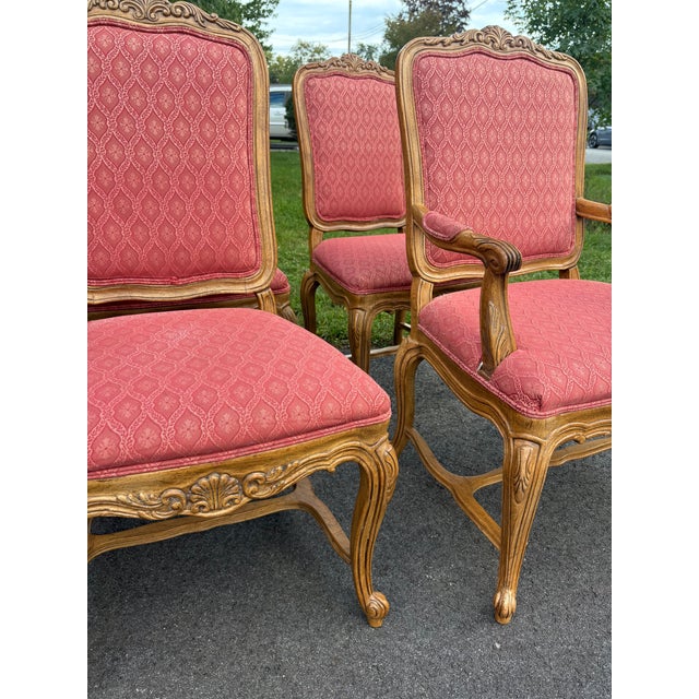 Vintage Drexel Heritage French Style Wood and Upholstered Dining Chairs- A Set of 6 For Sale - Image 10 of 12