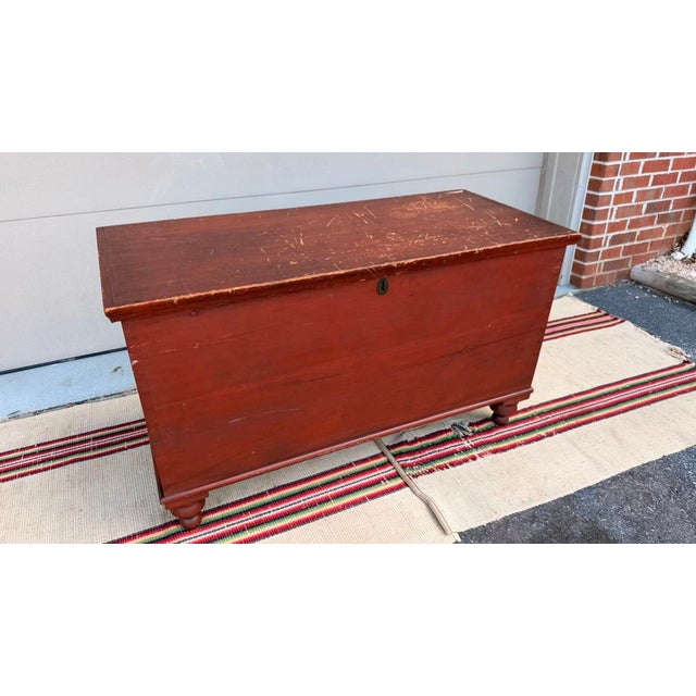 Antique Red Painted Dovetailed Blanket Chest, Lancaster County Pa, Circa 1830-1840 For Sale - Image 10 of 15