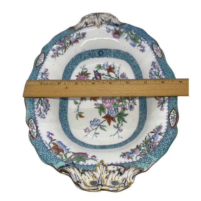 Mid 19th Century Minton Porcelain Oval Raised Footed Serving Centerpiece Bowl For Sale - Image 12 of 13