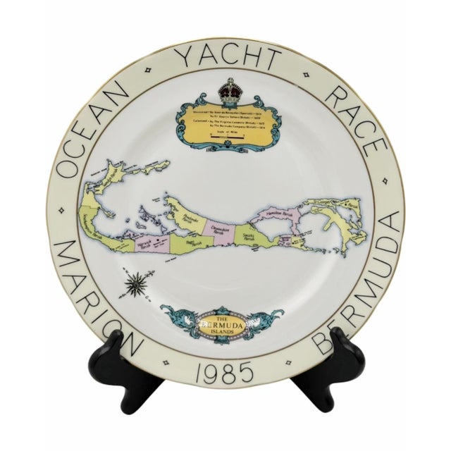 1980s Vintage 1985 Marion Bermuda Ocean Yacht Race Porcelain Plate 10.75"d For Sale - Image 5 of 11