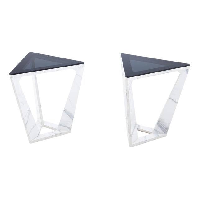Mid 20th Century Pair of Triangular Modernist Side Tables For Sale