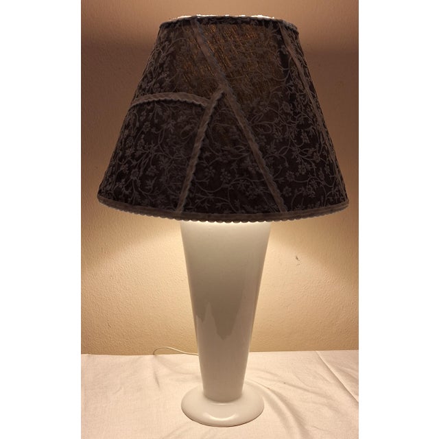 Textile Vintage Table Lamp with White Ceramic Base, 1980s For Sale - Image 7 of 7