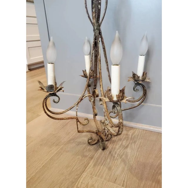 Antique Egyptian Wrought Iron Electrified Chandelier For Sale - Image 9 of 11