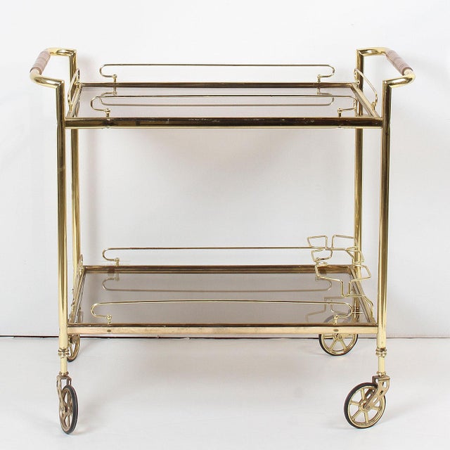 French Brass & Glass Rolling Bar Cart Chairish