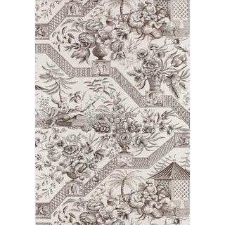 Schumacher Asian Toile in Black Walnut Color Williamsburg Collection Wallpaper - 5 Double Rolls + 1 Single For Sale