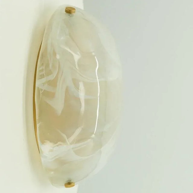 Round White and Smoked Marbled Glass Flush Mount from Hillebrand, Germany, 1960s For Sale - Image 17 of 17
