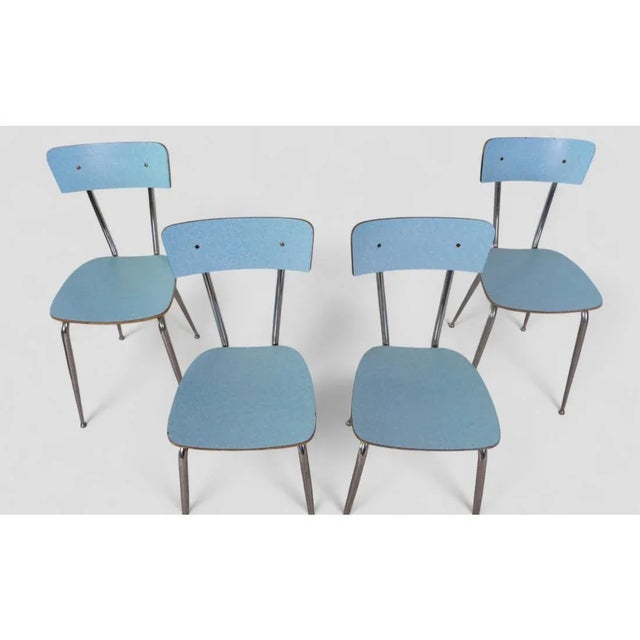 Blue Vintage Chairs with Light Blue Formica Seat and Backrest, 1960s, Set of 4 For Sale - Image 8 of 10