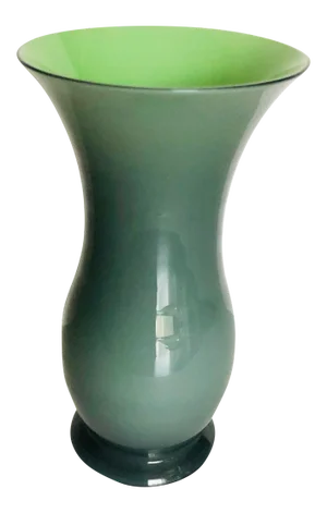 Vintage Salviati Murano Glass Vase, Green-Gray, Luminescent, Italian Murano, 20th Century, Rare Collectible