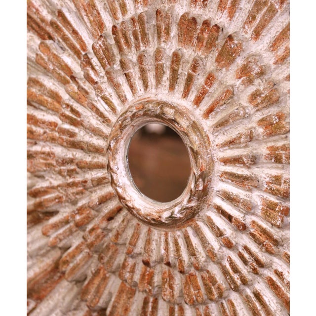Monumental Vintage Italian Carved Sunburst Mirror With Four-Tier Rays For Sale In Dallas - Image 6 of 8