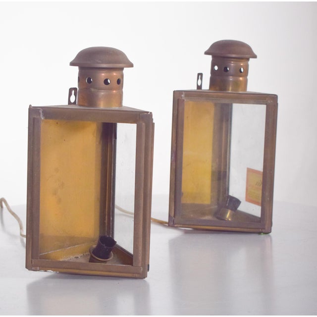 Metal Danish Copper and Glass Street Lanterns, 1950 For Sale - Image 7 of 9