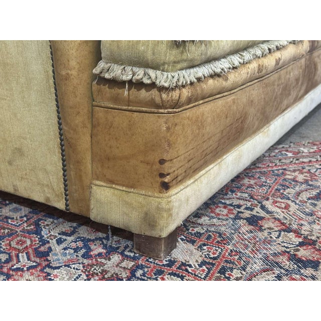 Vintage Club Sofa in Leather and Fabric, 1930s For Sale - Image 4 of 18