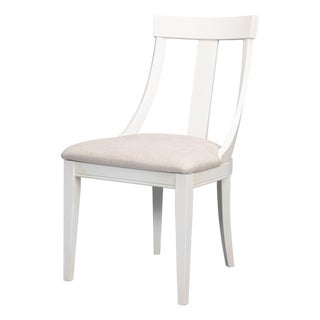 Deco Klismos Dining Chairs in White with Cream Seats, Sets of 2 For Sale