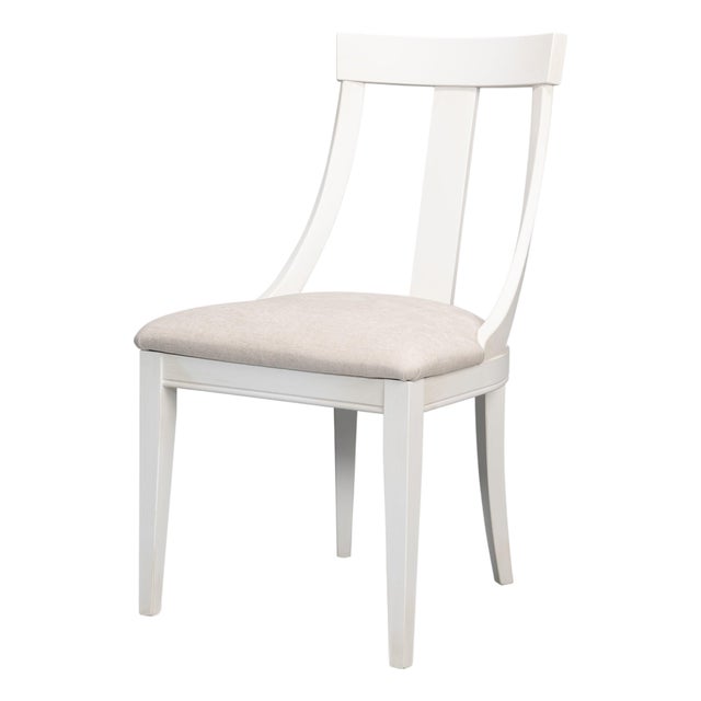 Deco Klismos Dining Chairs in White with Cream Seats, Sets of 2 For Sale