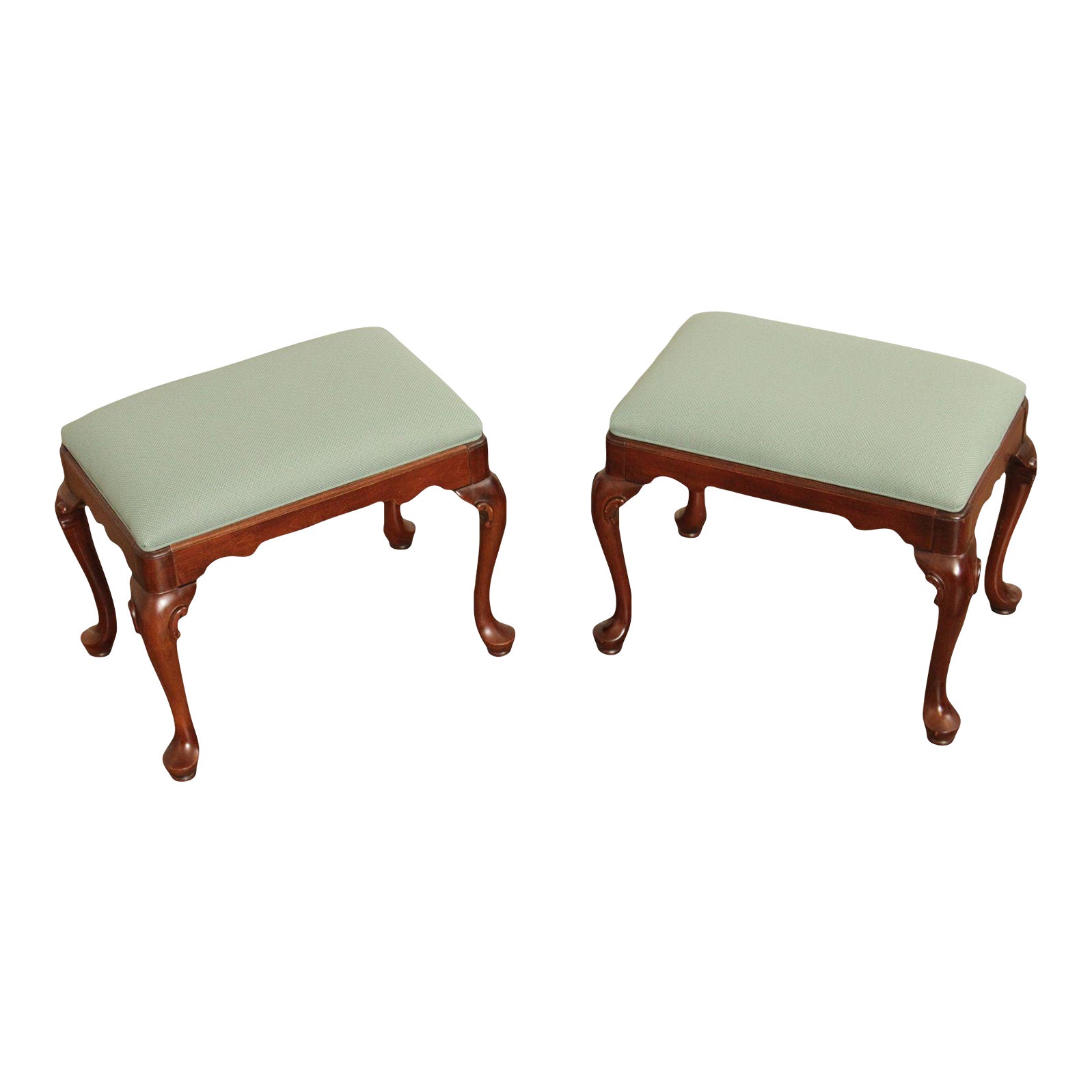 Ethan Allen Queen Anne Style Cherry Stools A Pair Chairish