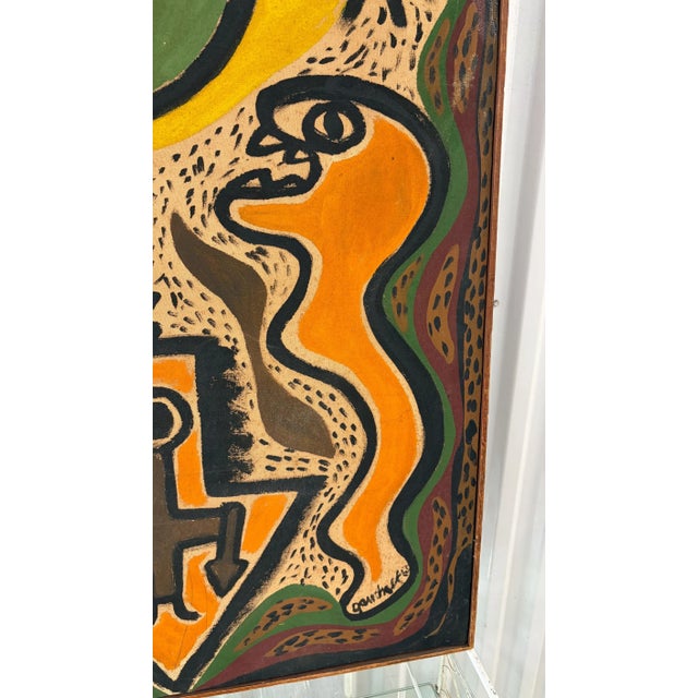 Mid-Century Modern Signed Dated 1963 Walter Gaudnek Oil on Canvas Listed Artist All Labyrinth Elements For Sale - Image 3 of 3