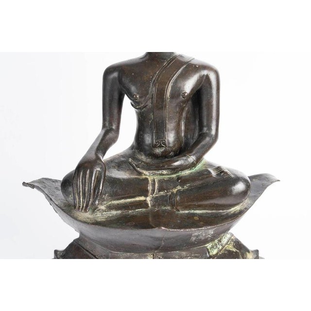Metal 17th Century Bronze Sculpture of a Seated Buddha For Sale - Image 7 of 9