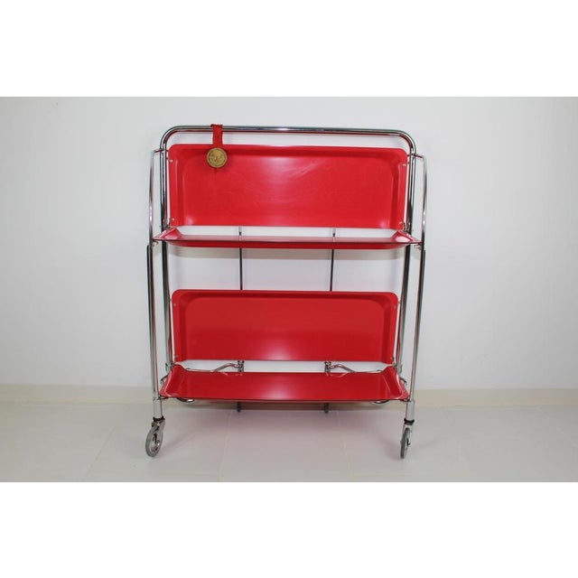 Metal Mid-Century Dinette Foldable Serving Trolley from Bremshey Solingen, 1960s For Sale - Image 7 of 8